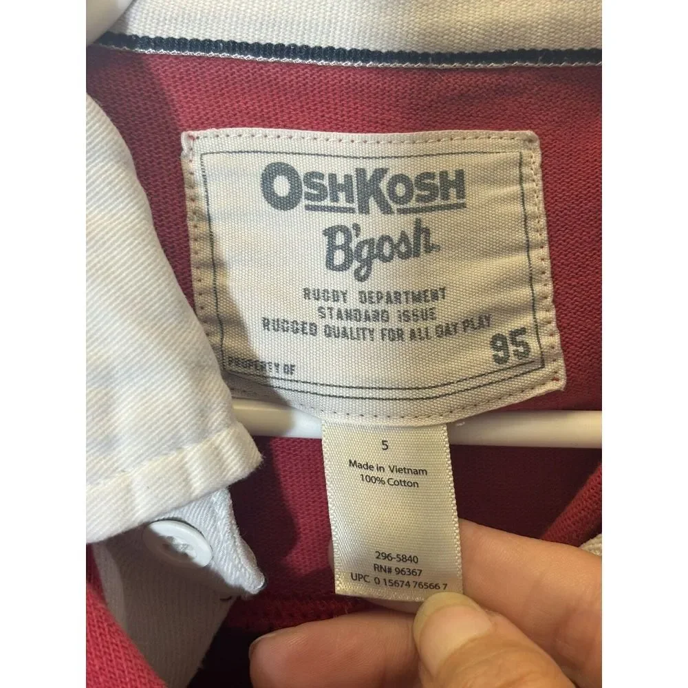 OshKosh B'gosh Vintage Boys Long‎ Sleeve Collared Polo Shirt Size 5 EUC X9